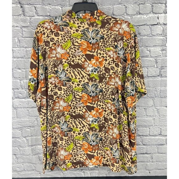 Liz & Me 3X 26/28W Floral & Animal Print Button-Up Blouse Rayon Plus Size Women - Picture 4 of 5